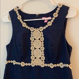 Lilly Pulitzer gold detail navy blue dress